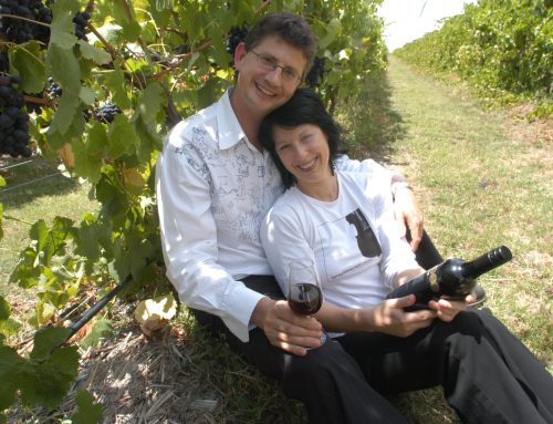 Owners Ewen and Elissa Macpherson in their Shiraz vineyard